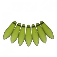 Czech Glass Daggers beads 5x16mm Olivine matted 50230-84110